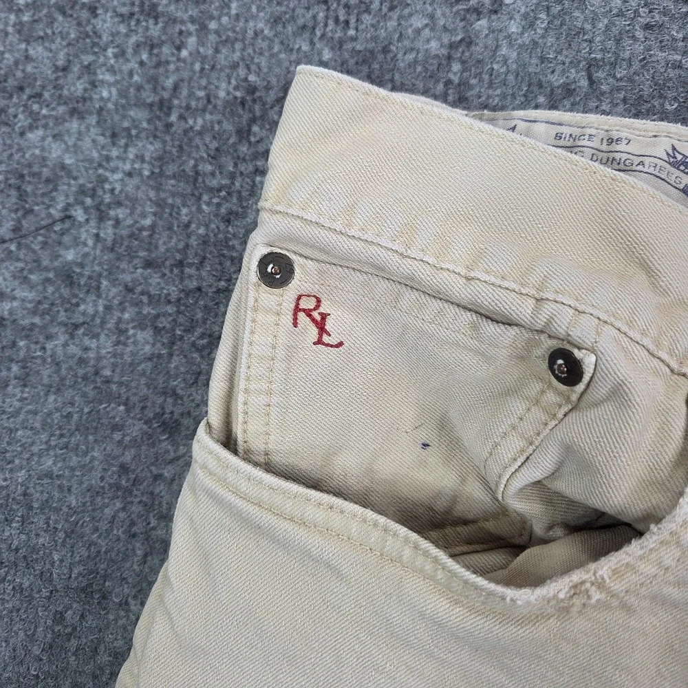 Polo Ralph Lauren Jeans Mens 34x30 Beige Slim Straight‎ Stretch Denim Pants